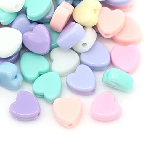 Craft Making Shop 600 Pastel Acrylic Heart Beads Assorted Pastel Colors 8mm or 3/8 Inch Diameter with 1.5mm Hole - Image 1