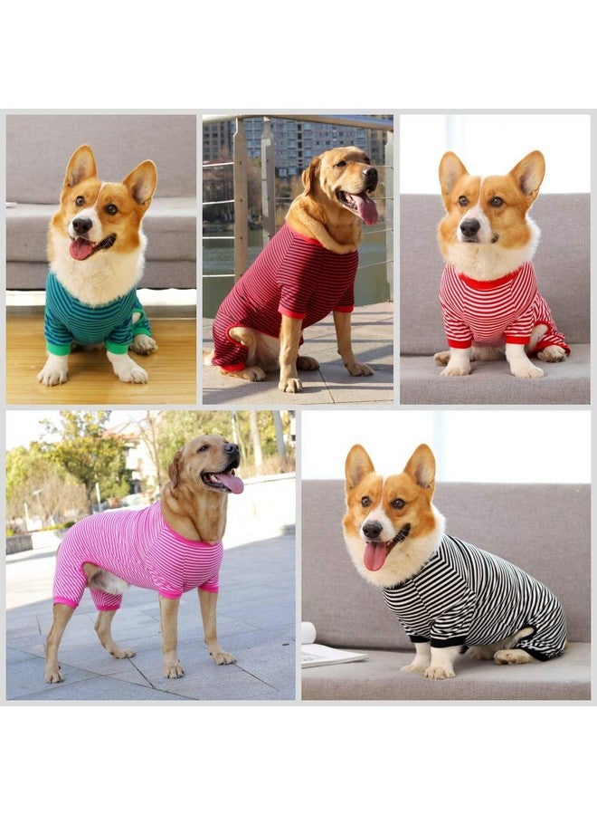 LEVIBASIC Dog Pajamas Cotton Striped Pup Jumpsuit, Breathable 4 Legs Basic Pjs Shirts for Puppy and Cat, Super Soft Stretchable Dog Jammies for Boys and Girls (X-Small, Black Red+Black)  - Image 5