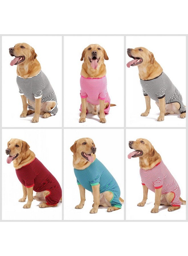 LEVIBASIC Dog Pajamas Cotton Striped Pup Jumpsuit, Breathable 4 Legs Basic Pjs Shirts for Puppy and Cat, Super Soft Stretchable Dog Jammies for Boys and Girls (X-Small, Black Red+Black)  - Image 3