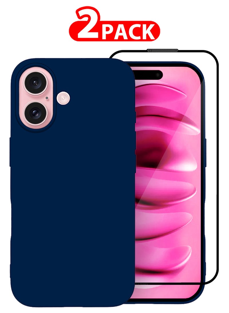 CATANES (for iPhone 16 Plus) 2 Pack Case and Screen Protector, Slim Silicone Case, Full Covered Anti Scratch Shockproof Protective Cover - Image 2