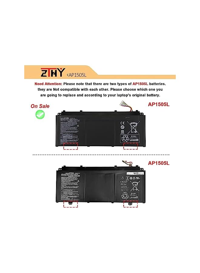 ZTHY Ap15O5L Laptop Battery Replacement For Acer Aspire S13 S5-371 Chromebook R13 Cb5-312T Swift 1 Sf114-32 Swift 5 Sf514-51 Sf515-51T Predator Triton 700 Pt715-51 Spin 5 Sp513-52N Sp513-52Np - Image 4