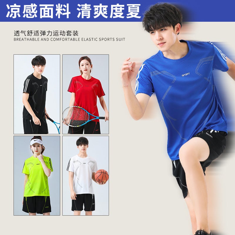 Summer New Men's Short-sleeved suit Breathable Quick-drying Clothes Sports suit Men's Shorts Short-sleeved T-shirt Casual suit - Image 2