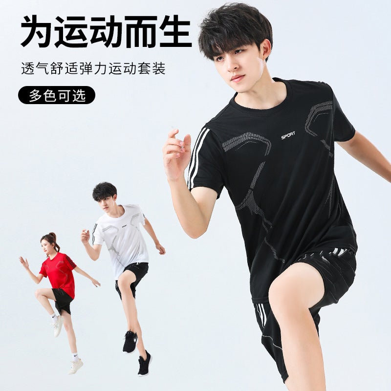 Summer New Men's Short-sleeved suit Breathable Quick-drying Clothes Sports suit Men's Shorts Short-sleeved T-shirt Casual suit - Image 3