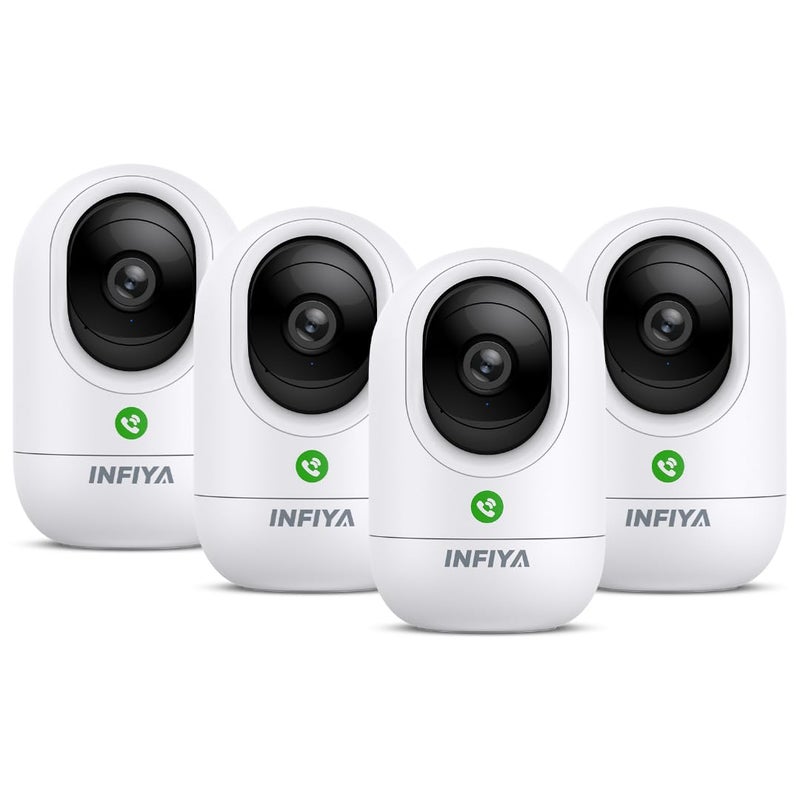 INFIYA 360 Cameras for Home Security-Indoor Camera Monitoring Baby/Nanny with 2K High Resolution & One-Tap Call, 24-7 Local Storage, Compatible with Alexa/Google Home, K7 4Pack (2.4GHz Wi-Fi Only) - Image 1