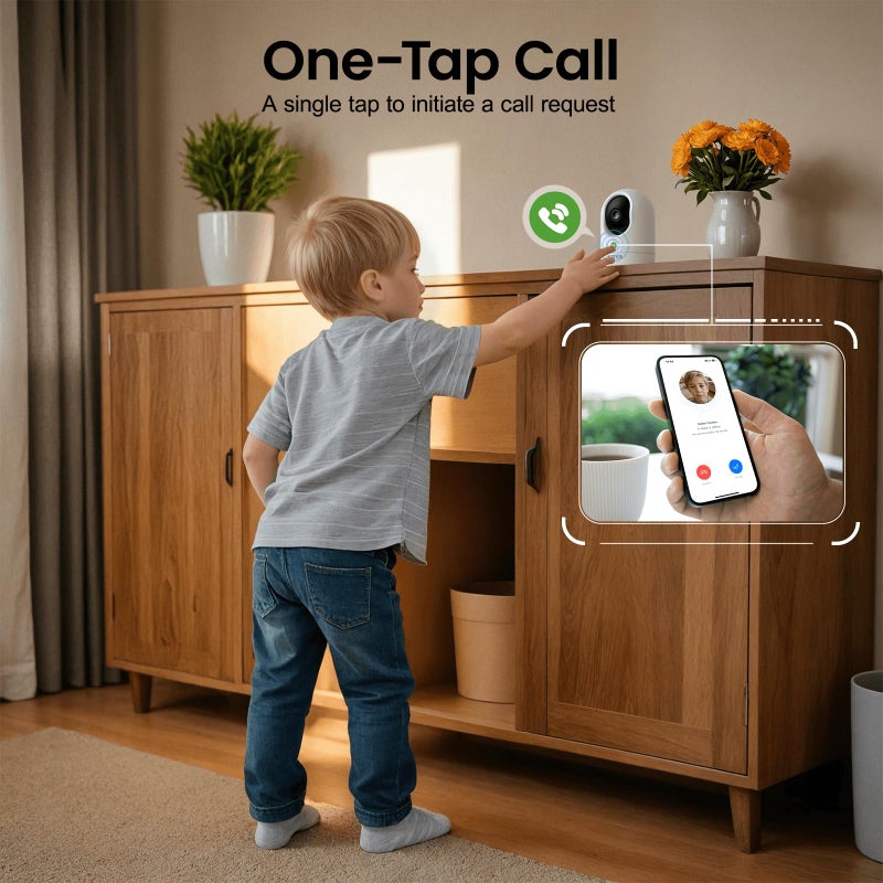 INFIYA 360 Cameras for Home Security-Indoor Camera Monitoring Baby/Nanny with 2K High Resolution & One-Tap Call, 24-7 Local Storage, Compatible with Alexa/Google Home, K7 4Pack (2.4GHz Wi-Fi Only) - Image 4
