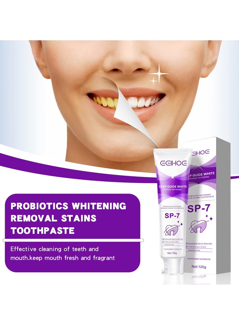 EELHOE SP-7 Probiotic Toothpaste Plaque Stain Remover, Remove Yellow Melanin, Fresh Breath, Oral Teeth Cleaning, Teeth Whitening Brightening, 120ml - Image 2
