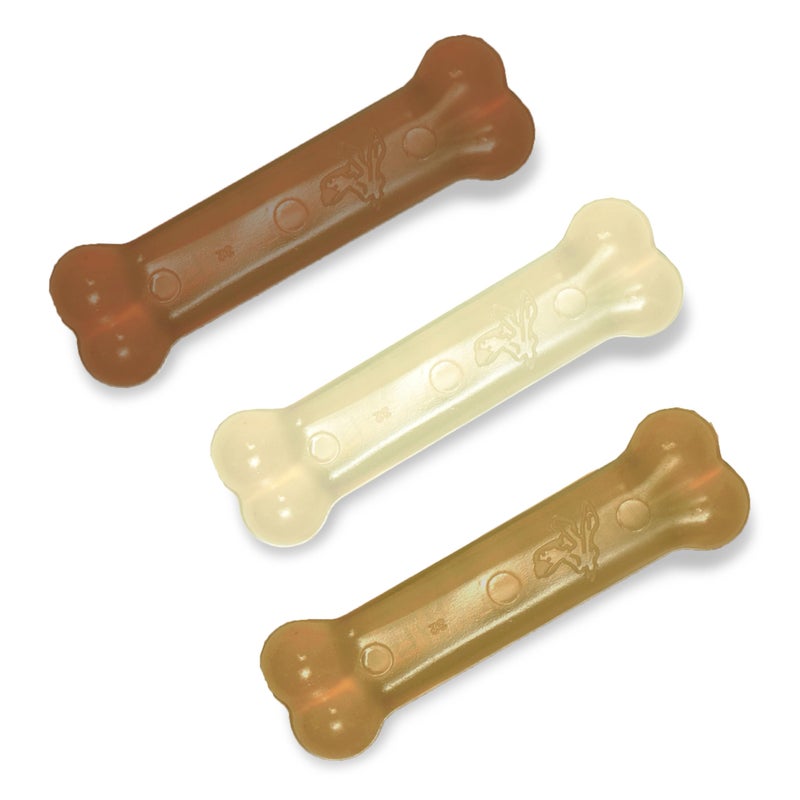 Nylabone Original Bone Flexi Chew Toy for Dogs, Dog Toys for Moderate Chewers, Value Pack, Long Lasting Bacon, Peanut Butter, & Beef Flavor, X-Small Dogs - Up to 15 lbs, 3 Pack - Image 1