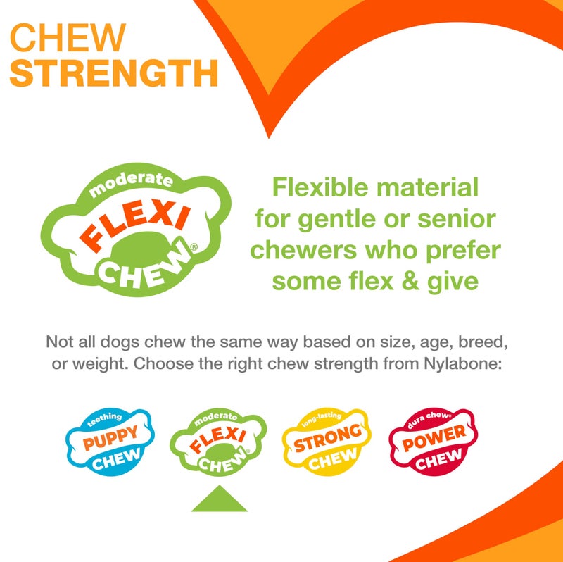 Nylabone Original Bone Flexi Chew Toy for Dogs, Dog Toys for Moderate Chewers, Value Pack, Long Lasting Bacon, Peanut Butter, & Beef Flavor, X-Small Dogs - Up to 15 lbs, 3 Pack - Image 4