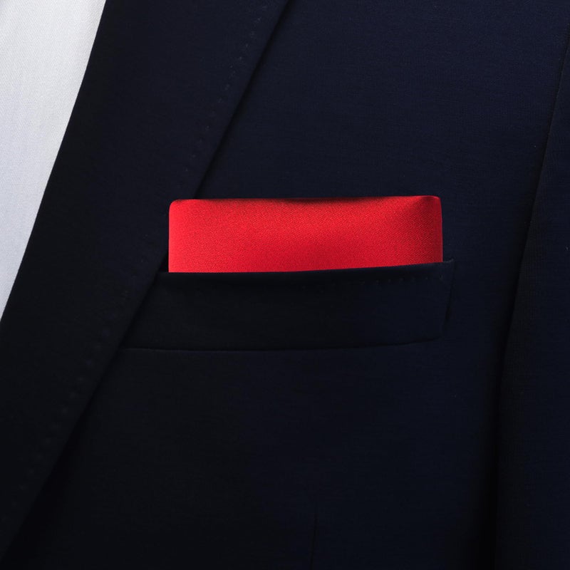 Branduce منديل جيب أحمر من براندوس للرجال من قماش حرير مختلط بسيط لحفلات الزفاف (PS01-44) - Image 3