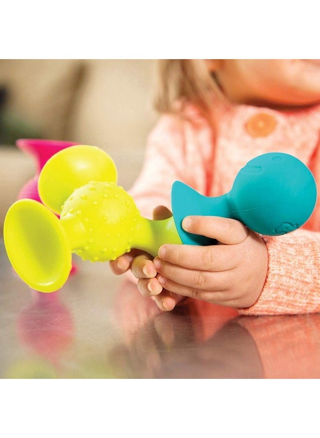 Fat Brain Toys - Pipsquigz Whirly-Squigz Suction-Kupz Set - 12 Piece Early Learner Toys - 6 Suction Kupz Stacking Toys, 3 Pipsquigz, 3 Whirly Squigz Spinners In Zippered Storage Case - Bpa-Free Silicone - Image 1