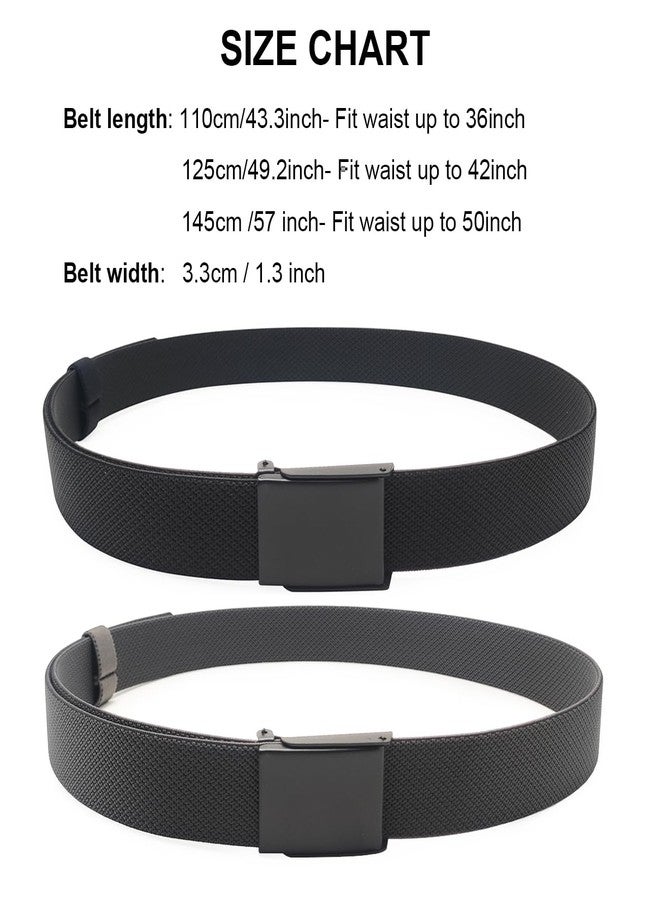 HOANAN 1.3” Men’s Stretch Belt, 2-Pack Flip-top Metal Buckle Golf Belt, Elastic Nylon Web Belts (Black + grey - Fit up to 36") - Image 5