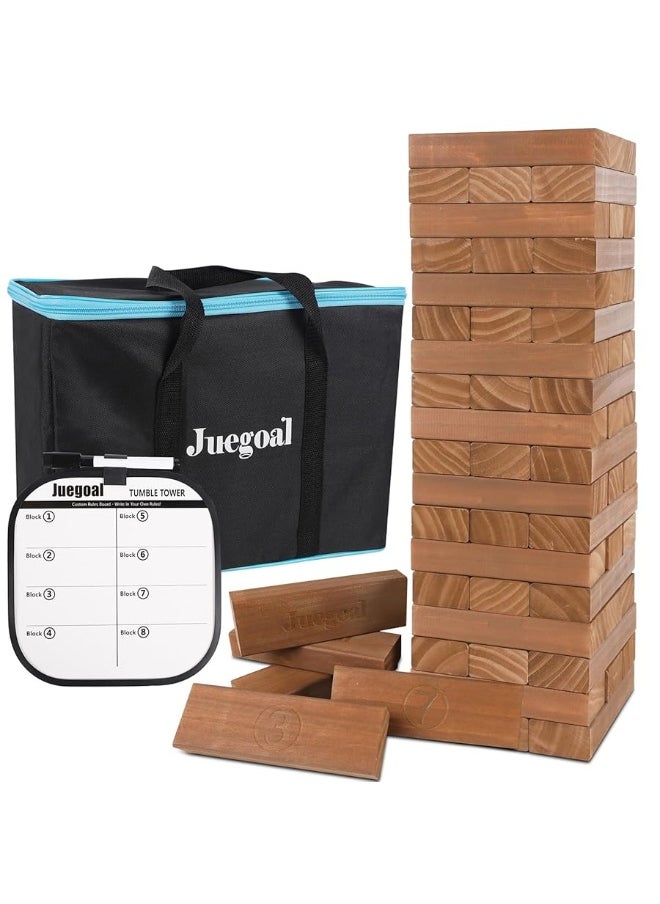 Juegoal Juegoal 54 Piece Giant Tumble Tower Brown for Adult Kids Family, Wooden Block Stacking Game with Gameboard & Canvas Bag, Outdoor Games for Backyard Lawn Party Playing, 6.9 x 6.9 x 24 Inches,X-Large  - Image 5