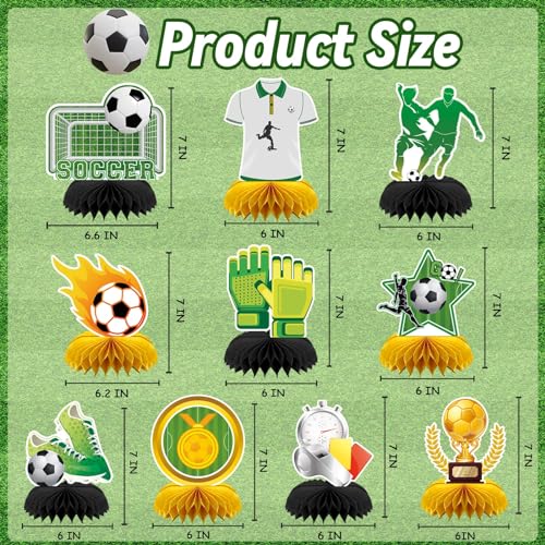 DTOFOOT زينة حفلات كرة القدم DTOFOOT 10 قطع زينة حفلات عيد ميلاد كرة القدم زينة مركزية على شكل كرة قدم زينة حفلات بموضوع كرة القدم للأولاد والأطفال زينة مركزية لطاولة كرة القدم - Image 5