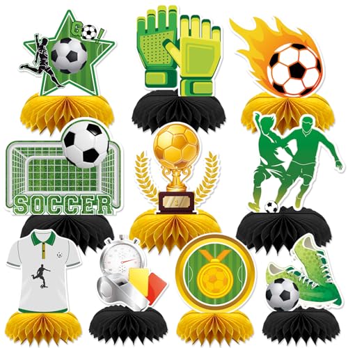 DTOFOOT زينة حفلات كرة القدم DTOFOOT 10 قطع زينة حفلات عيد ميلاد كرة القدم زينة مركزية على شكل كرة قدم زينة حفلات بموضوع كرة القدم للأولاد والأطفال زينة مركزية لطاولة كرة القدم - Image 1