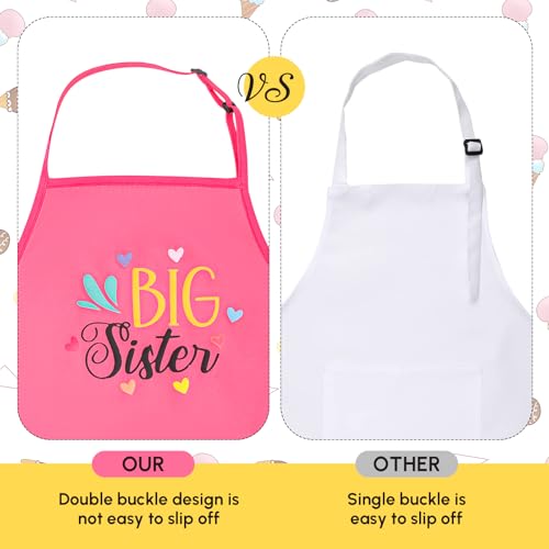 Croloose Big Sister Apron with Pockets Big Sister Gifts for Girls Adjustable Toddler Apron for Baby Shower Cooking, Baking - Image 5