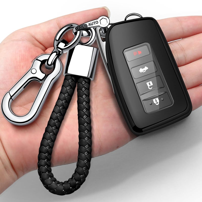 Autophone Compatible with Lexus Key Fob Cover with Keychain Soft TPU 360 Degree Protection Key Shell Case for RX ES GS LS NX RS GX LX RC LC Smart Key-Black - Image 1