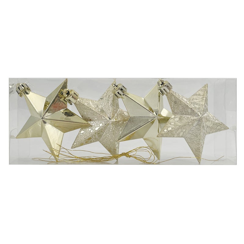 CHRISTMAS MAGIC Hanging Stars Gold 8cm 4Pcs/Box - Image 2