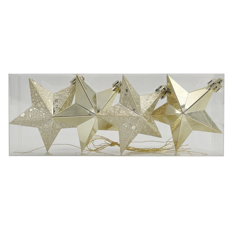 CHRISTMAS MAGIC Hanging Stars Gold 8cm 4Pcs/Box - Image 3