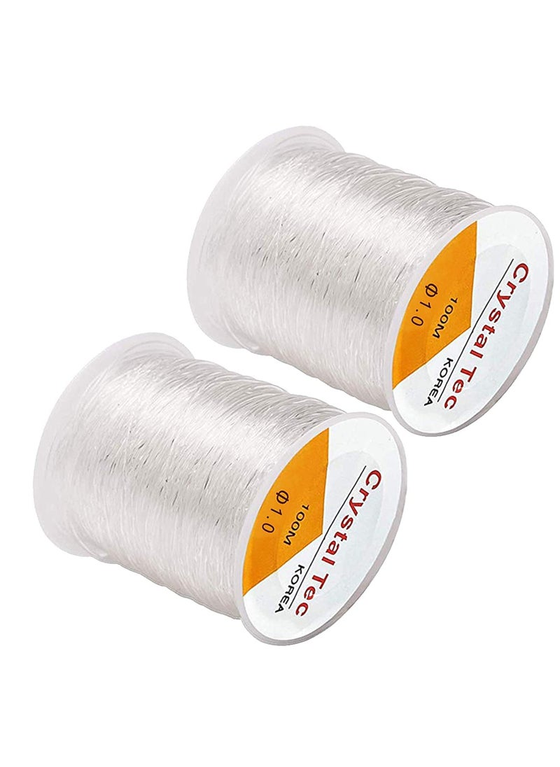SYOSI - 2Pack 1.0mm Elastic String, Jewelry Cord, Bracelet Rope Crystal Beading Cords, Transparent Beaded Line, Can Easily Pass Through Jewelry, Suitable for DIY Making - Image 1