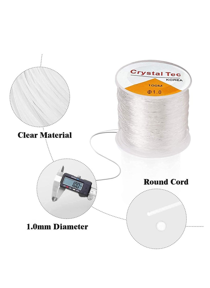 SYOSI - 2Pack 1.0mm Elastic String, Jewelry Cord, Bracelet Rope Crystal Beading Cords, Transparent Beaded Line, Can Easily Pass Through Jewelry, Suitable for DIY Making - Image 1