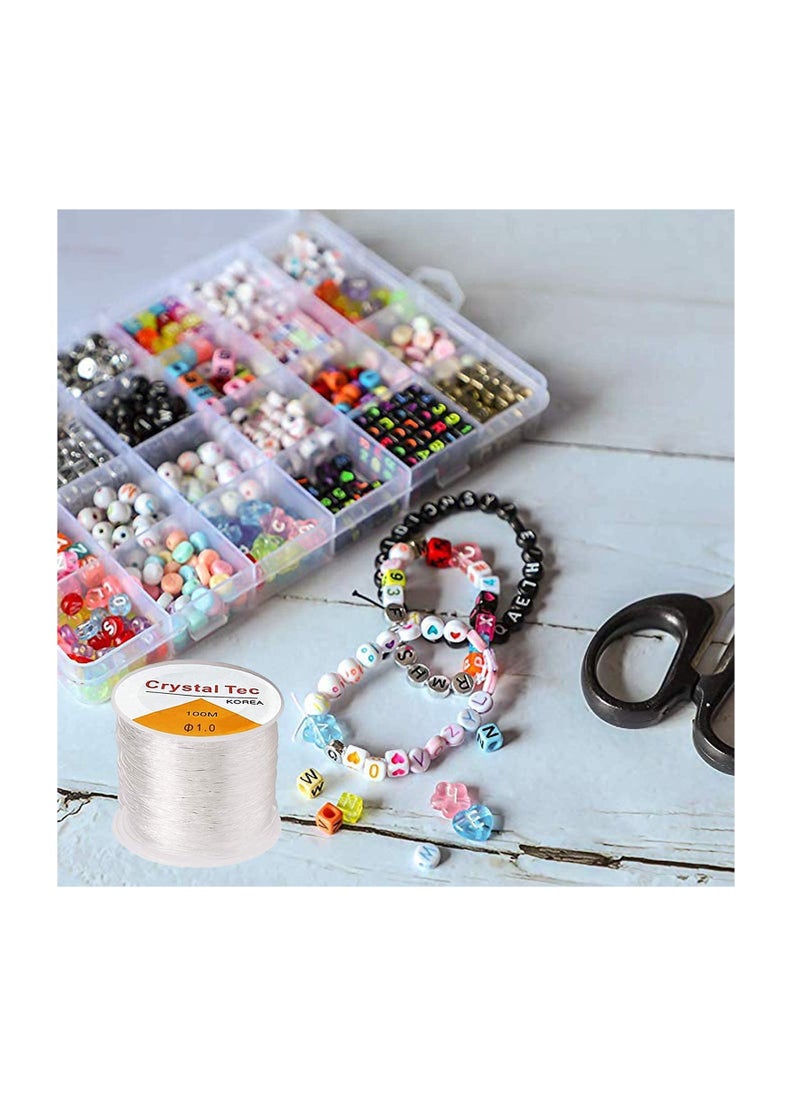 SYOSI - 2Pack 1.0mm Elastic String, Jewelry Cord, Bracelet Rope Crystal Beading Cords, Transparent Beaded Line, Can Easily Pass Through Jewelry, Suitable for DIY Making - Image 1