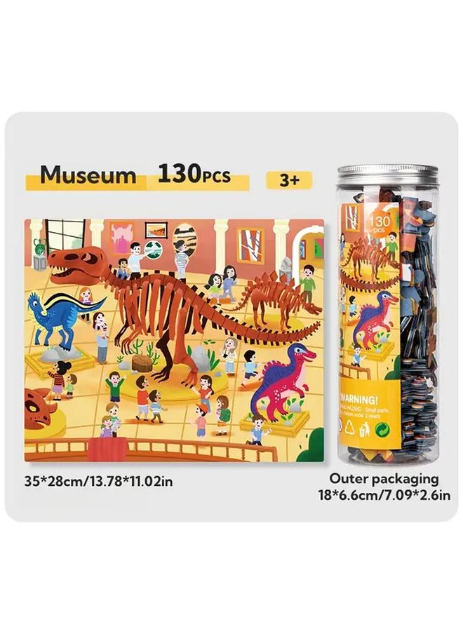 متحف الديناصورات 130 قطعة لغز الألعاب التعليمية لتطوير المنطق - Image 1