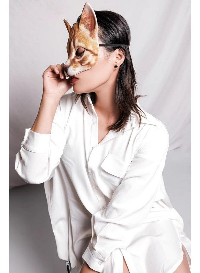 Hosfairy 1Pcs Halloween Half Face Cat Mask Animal Cat Mask For Halloween Christmas Easter Novelty Costume Party Accessory(Style G) - Image 5