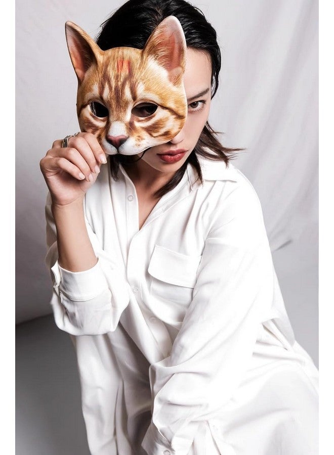 Hosfairy 1Pcs Halloween Half Face Cat Mask Animal Cat Mask For Halloween Christmas Easter Novelty Costume Party Accessory(Style G) - Image 3