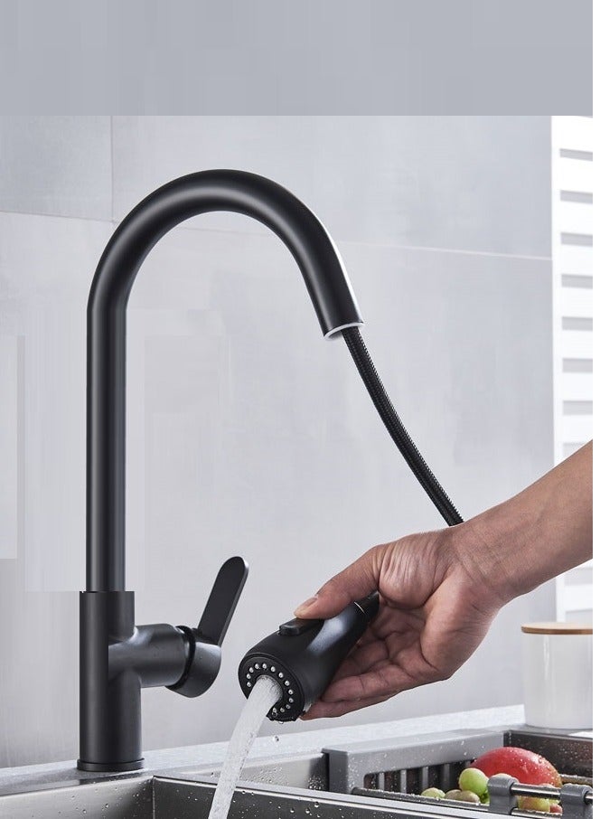 100% صنبور مطبخ مع بخاخ قابل للسحب لاسفل، صنابير حوض المطبخ من الستانلس ستيل، صنبور خلاط المطبخ، صنبور ماء ساخن وبارد، صنبور حوض المطبخ، وضعين للرش يدور 360 درجة - Image 4