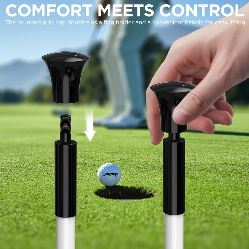 KINGTOP Golf Flagstick Mini, Practice Putting Green Flag Stick for Yard, Pole | Pin | Flagpole, Portable 2-Section Design, 3 Foot, 1-Pack, White - Image 4