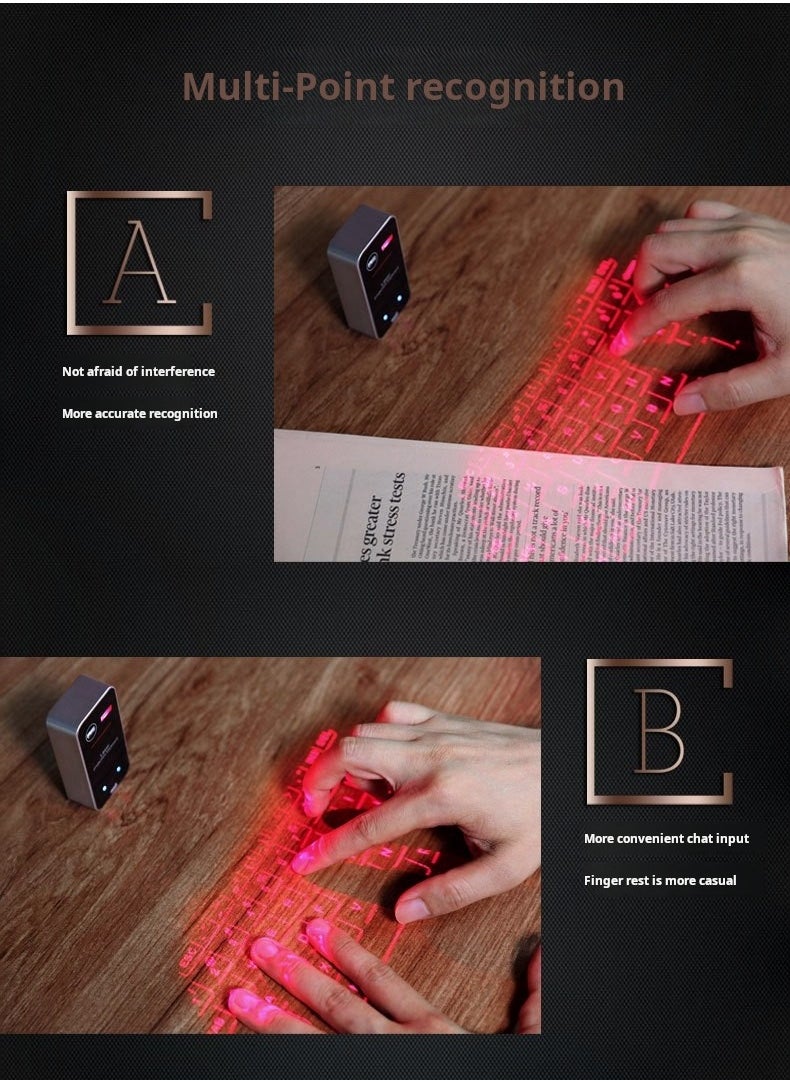 Generic - Bluetooth Laser Keyboard Wireless Virtual Projection Keyboard Portable for IOS Android Smart Phone Pad Tablet PC Notebook (Black) - Image 1
