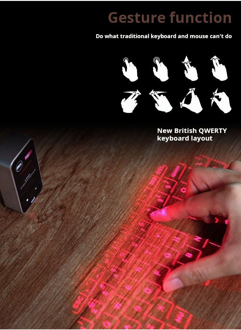 Generic - Bluetooth Laser Keyboard Wireless Virtual Projection Keyboard Portable for IOS Android Smart Phone Pad Tablet PC Notebook (Black) - Image 1