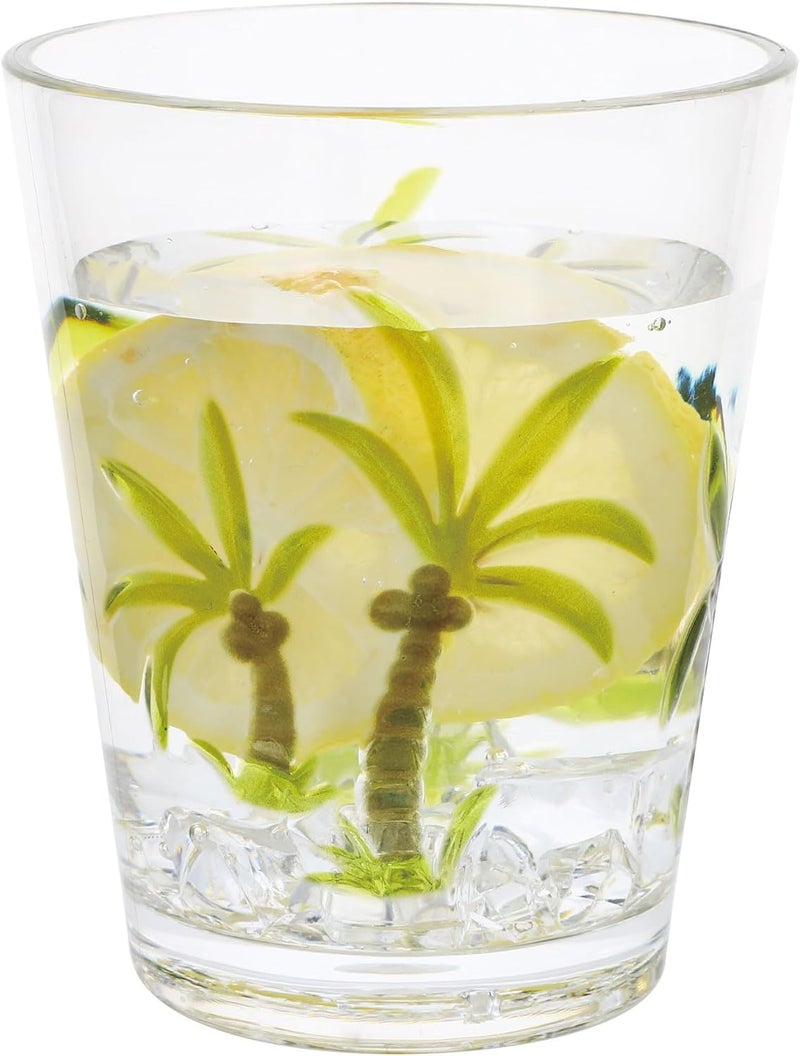 UP أكواب UPware من الأكريليك القابلة للتكديس بتصميم شجرة النخيل، خالية من BPA، قابلة لإعادة الاستخدام للمشروبات الباردة أو الكوكتيلات، خضراء، 16 أونصة، مجموعة من 2 - Image 4