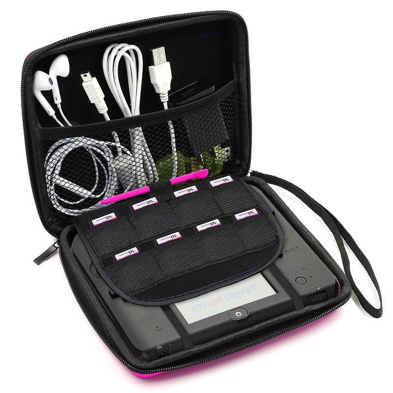 ADVcer 2DS Case, EVA Waterproof Hard Shield Protective Carrying Case with Hand Wrist Strap and Double Zipper Compatible with Nintendo 2DS (Fuchsia) - Image 2