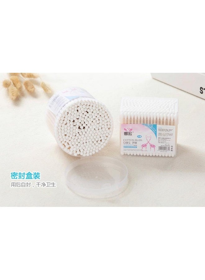 DCELLA Bamboo Cotton Ear Buds | Swabs | Multipurpose Double Tip Cotton Earbuds | Swabs with Sustainable Bamboo Better Than Wooden Stick | Cotton Swabs for Ear (Pack of 2) (Big Round Shape) - Image 5
