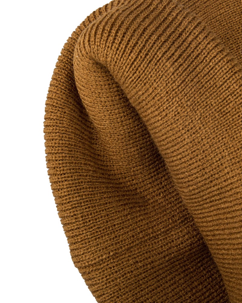 Levi's Unisex Adult All Season Comfy Leather Logo Patch Cuffed Hero Beanie Hat, Tan Solid - Image 2