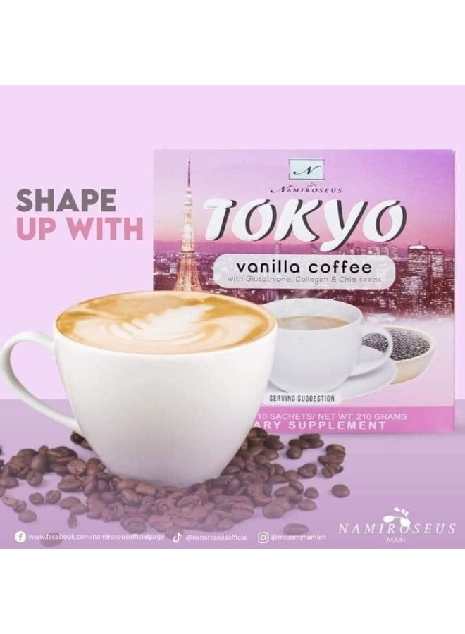 NAMIROSEUS Tokyo Vanilla Coffee by Namiroseus | 21g x 10 Sachets | Vanilla Flavored Coffee with Glutathione, Collagen | Skin Glow, Energy Boost, Keto Diet Coffee - Image 2