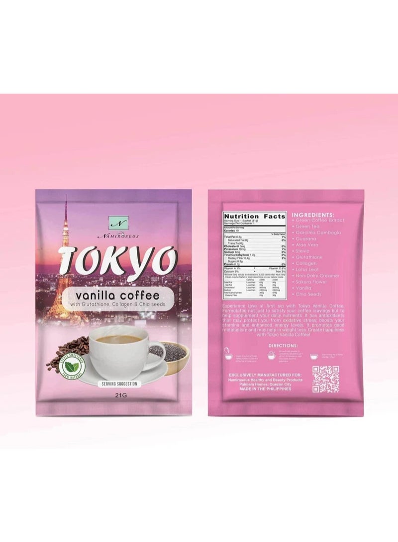 NAMIROSEUS Tokyo Vanilla Coffee by Namiroseus | 21g x 10 Sachets | Vanilla Flavored Coffee with Glutathione, Collagen | Skin Glow, Energy Boost, Keto Diet Coffee - Image 3