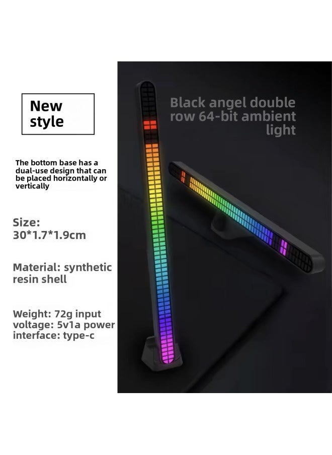 Generic - LED Pickup Light RGB Voice-controlled Rhythm Light Colorful Music Atmosphere Light Car 3d Voice-controlled Light Sensor Desktop Companion-Light Source Power:Rechargeable Model (free Shipping)-Light Color:64-bit-double Row Extended Version + Magnetic Accessories - Image 1