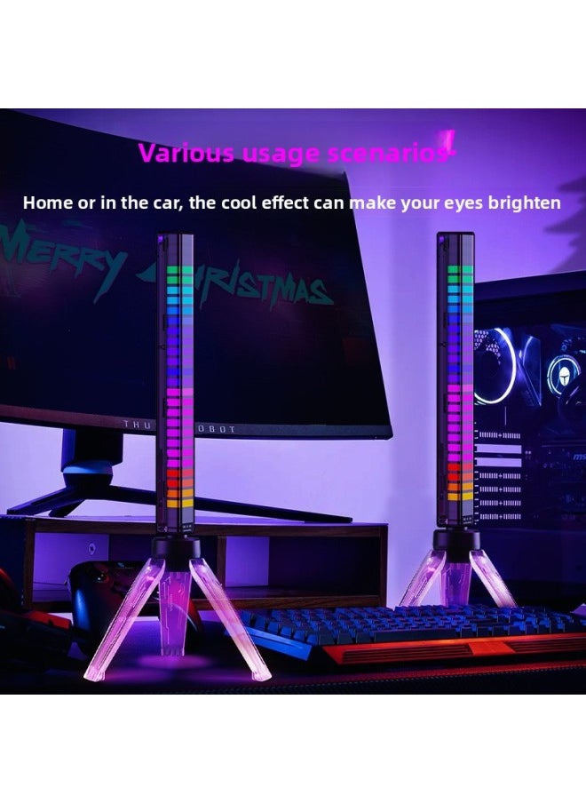 Generic - LED Pickup Light RGB Voice-controlled Rhythm Light Colorful Music Atmosphere Light Car 3d Voice-controlled Light Sensor Desktop Companion-Light Source Power:Rechargeable Model (free Shipping)-Light Color:64-bit-double Row Extended Version + Magnetic Accessories - Image 1