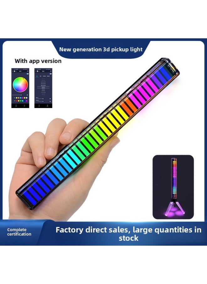 Generic - LED Pickup Light RGB Voice-controlled Rhythm Light Colorful Music Atmosphere Light Car 3d Voice-controlled Light Sensor Desktop Companion-Light Source Power:Rechargeable Model (free Shipping)-Light Color:64-bit-double Row Extended Version + Magnetic Accessories - Image 1