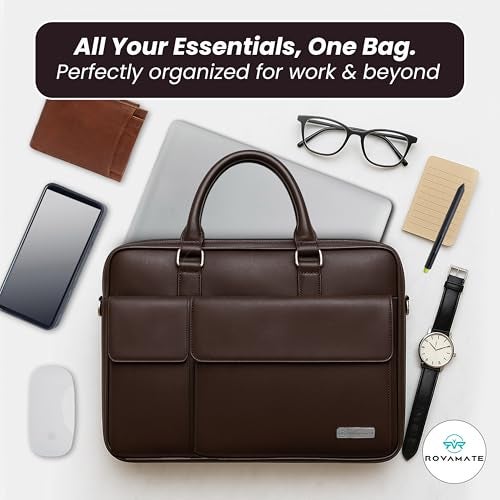 ROVAMATE Laptop Messenger Bag for Men & Women | Premium PU Vegan Leather Office Bag | Stylish Shoulder Bag Fits up to 15.6″ Laptop – Ideal for Work, Travel & College - Image 2
