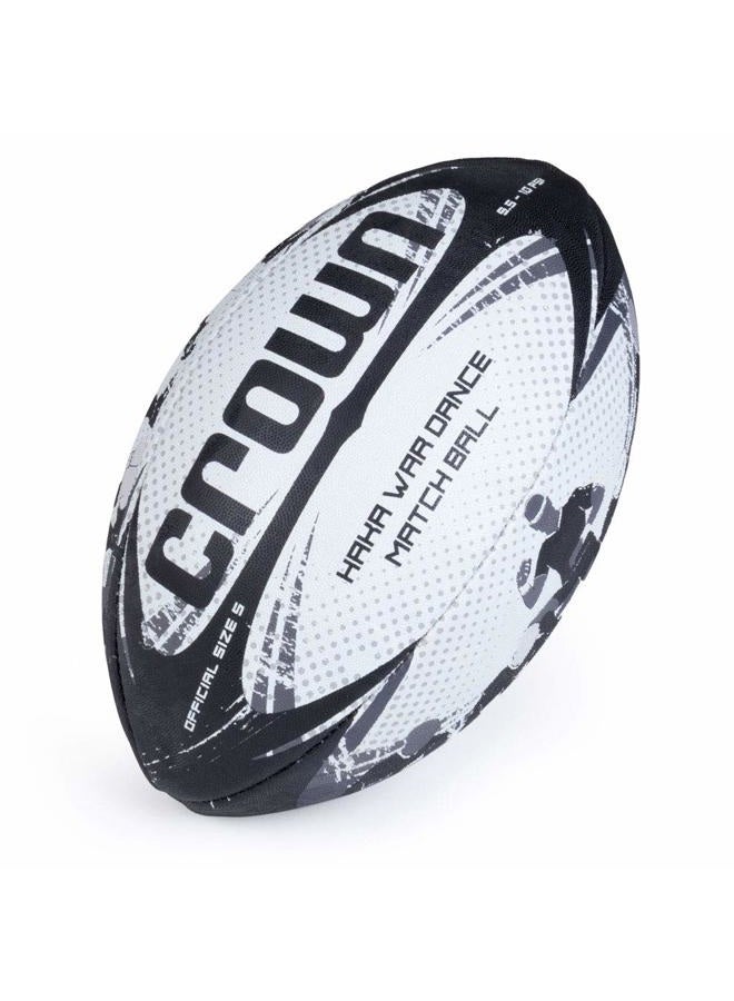 Crown Sporting Goods Haka War Dance Rugby Match Ball | Official Size 5 Ball with Textured Grip | New Zealand Men in Black Maori Challenge Design | Great for Match, Practice, Scrimmage Play - Image 2