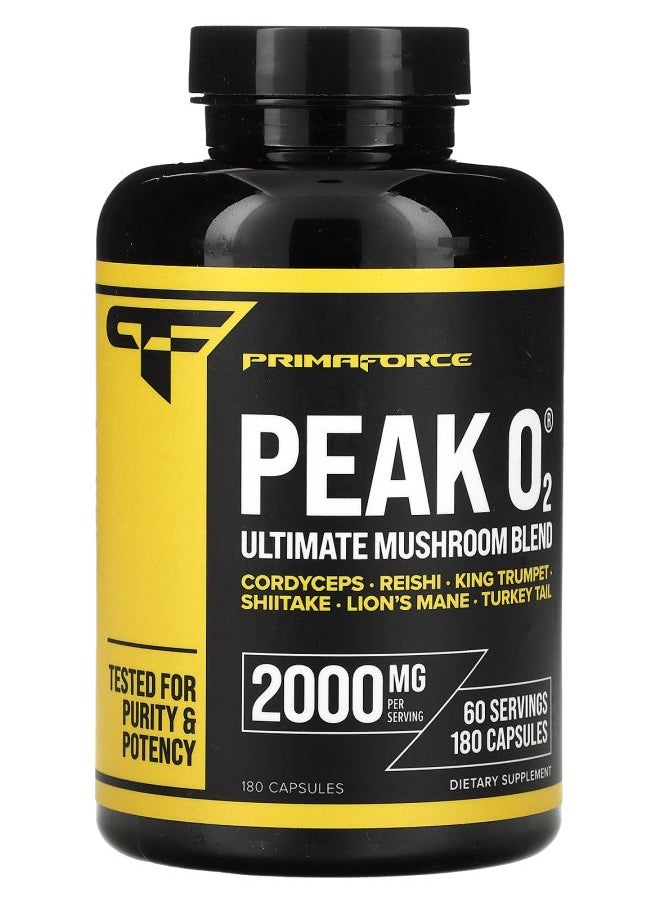 Primaforce Peak O2 Ultimate Mushroom Blend 2000 mg  180 Capsules (666 mg per Capsule) 