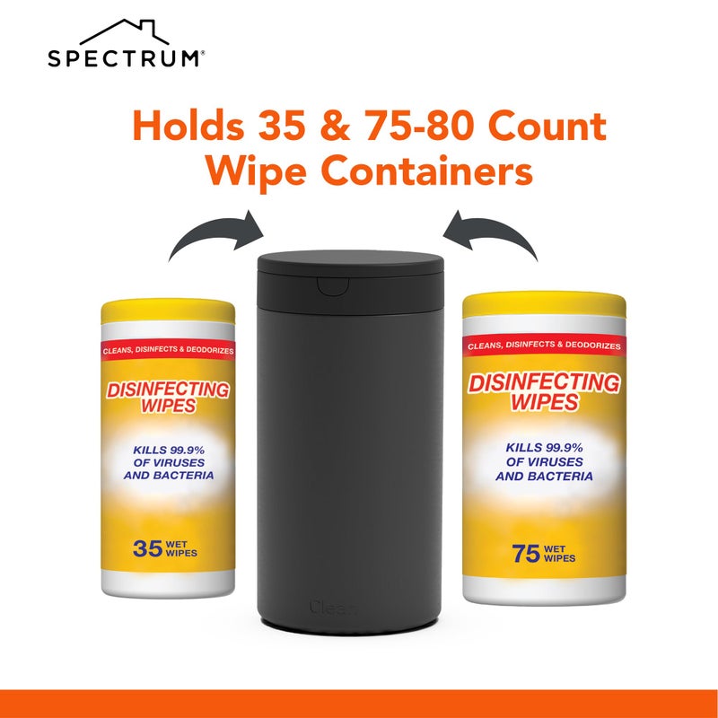 Spectrum Diversified حاوية مناديل تعقيم سبيكتروم مع غطاء زر ضغط - موزع قابل لإعادة التعبئة للحمام والمطبخ والفصل الدراسي وسطح العمل والمنزل - حامل مناديل معقمات من الفولاذ المقاوم للصدأ ومقاوم للصدأ - Image 4