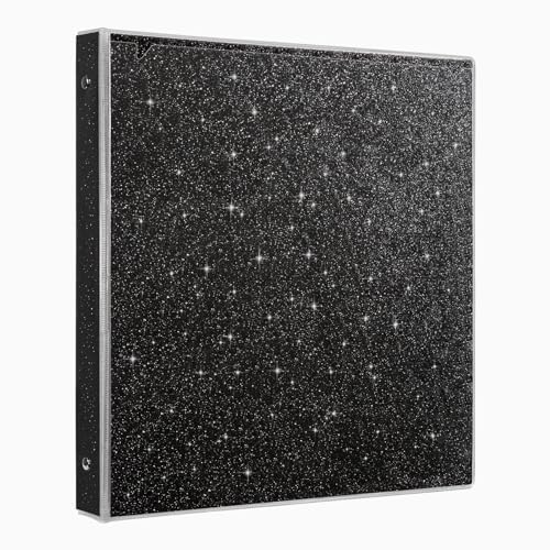 EYROZILL 3 Ring Binders 1 Inch Back to School Supplies Glitter Three Ring Binder to Hold 300 Sheets, Black - Image 1