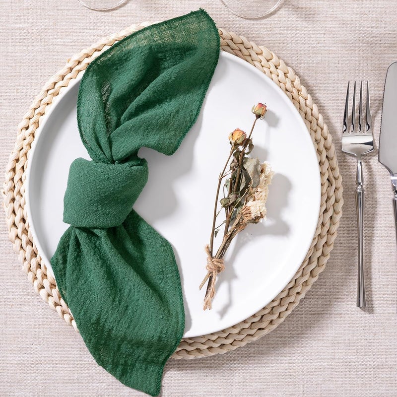 MLMW Emerald Green Cloth Napkins Set of 10 Linen Dinner Napkins Cloth Washable 165165 for Wedding Party Baby Bridal Shower Garden Party Birthday Table Decorations - Image 3