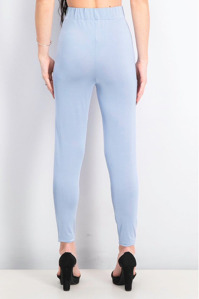 Missguided Women Plain Pull On Leggings, Light Blue Velvet - Image 3