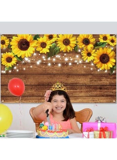 Tatuo Rustic Sunflowers Backdrop Sunflowers Photography Backdrop Background Sunflower Brown Backdrop Photography Wall Backdrop Background Banner for Photo Studio Home Decoration, Party Supply  - Image 4