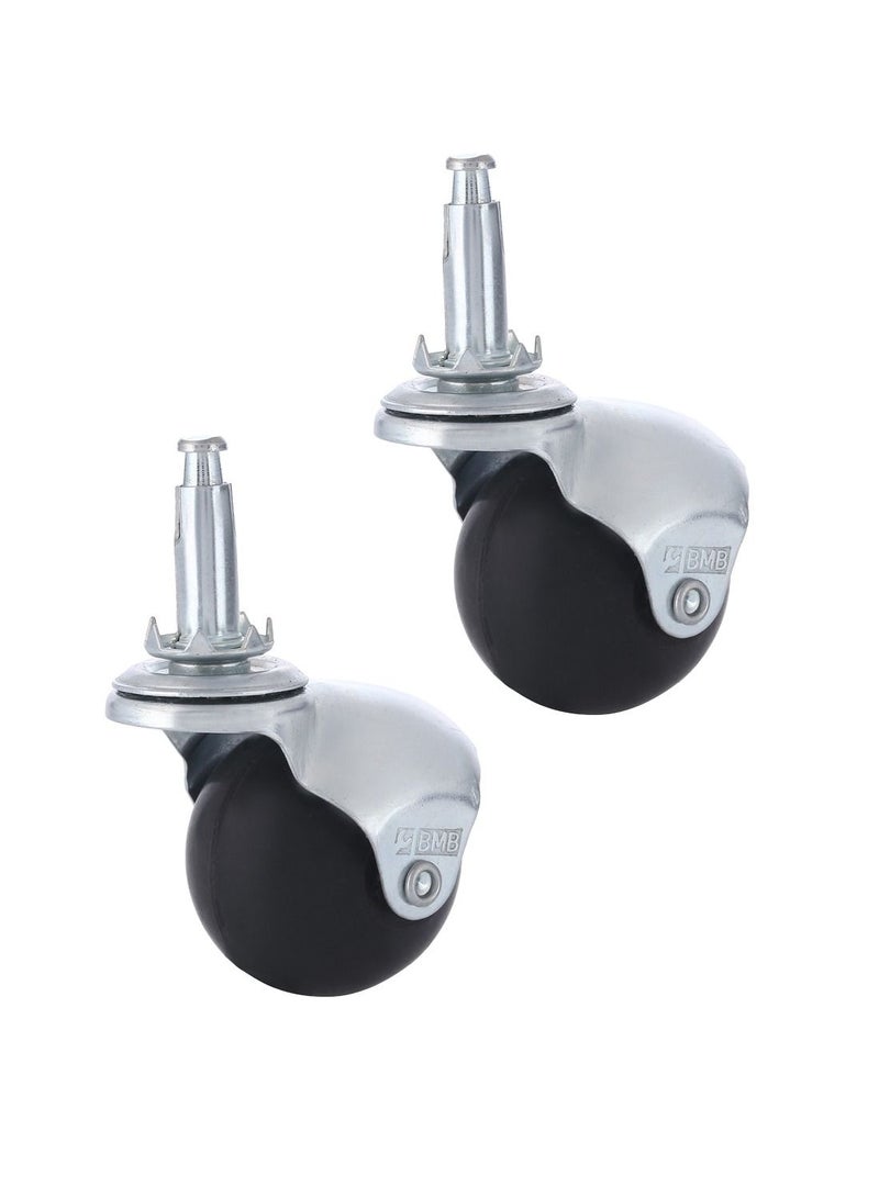 BMB tools 2-Piece 50mm Furniture Rubber Caster - Swivel with Brake - Bolt 8x38mm - Image 1